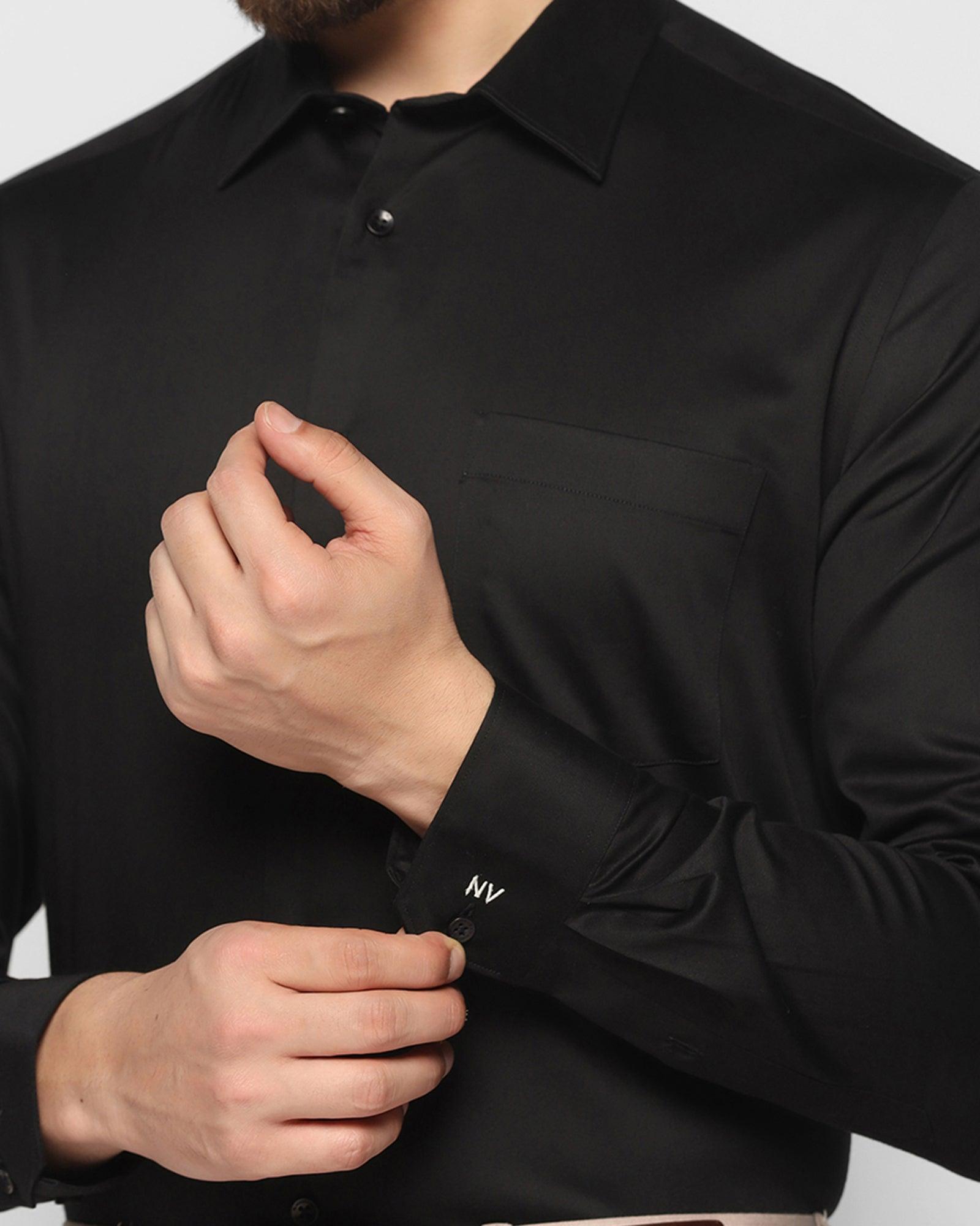 Personalized Formal Black Solid Shirt - Sailor