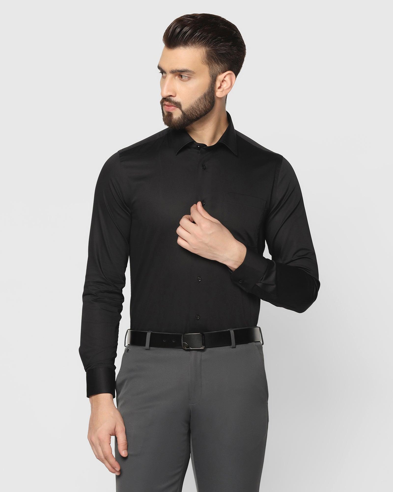 Solid Formal Shirt In Black (Simble) - Blackberrys