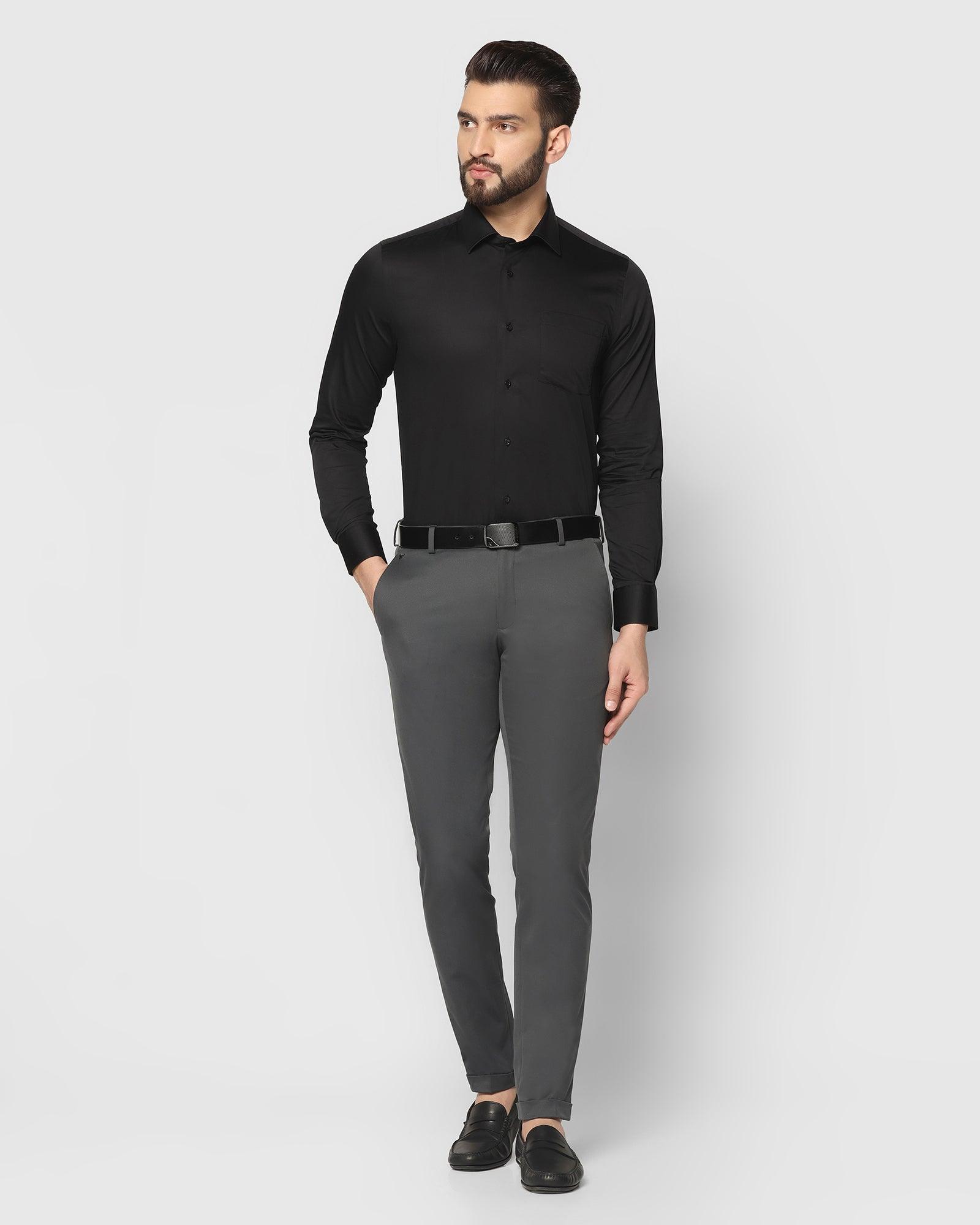 Solid Formal Shirt In Black (Simble) - Blackberrys