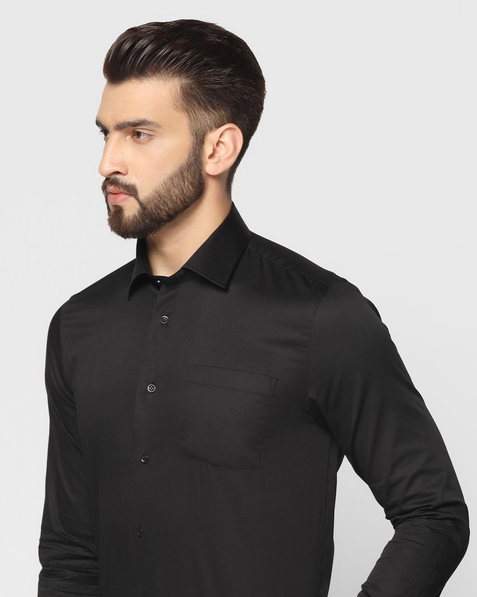 Solid Formal Shirt In Black (Simble) - Blackberrys