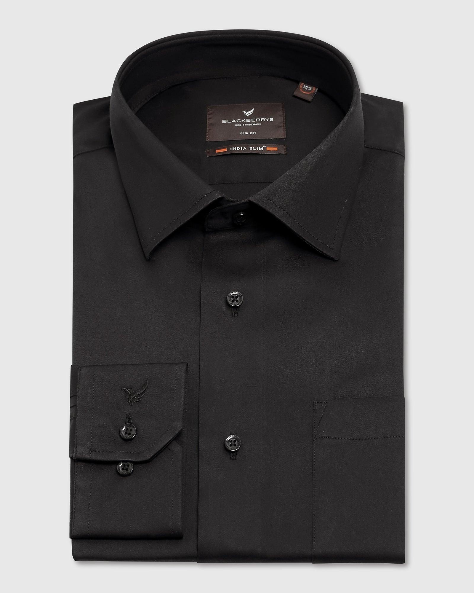 Solid Formal Shirt In Black (Simble) - Blackberrys