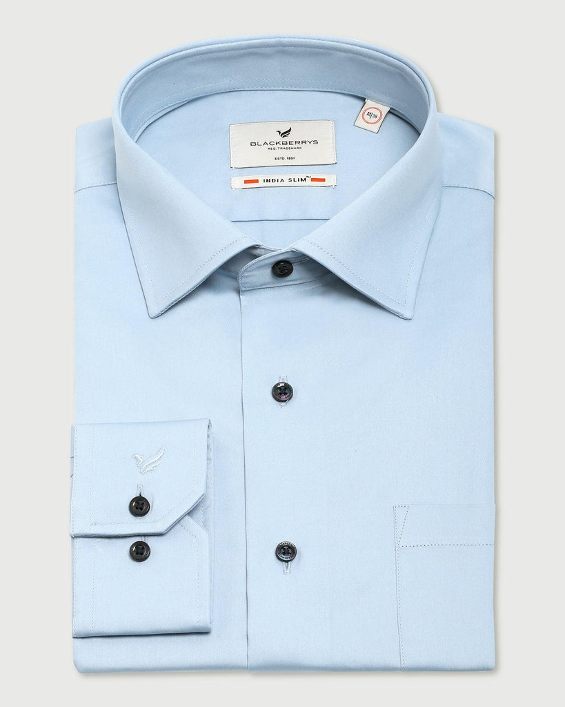 Formal Blue Solid Shirt - Simble