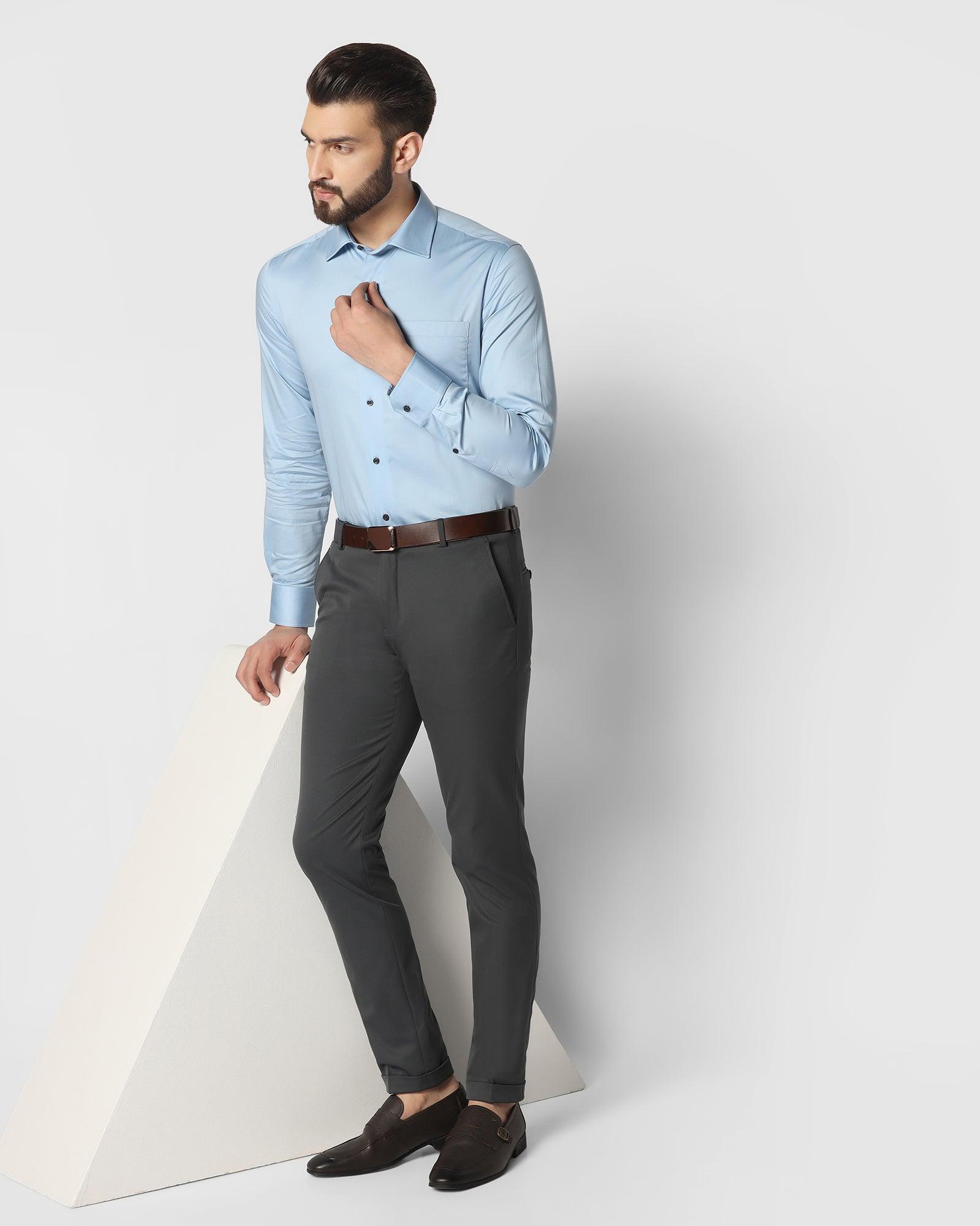 Formal Blue Solid Shirt - Simble