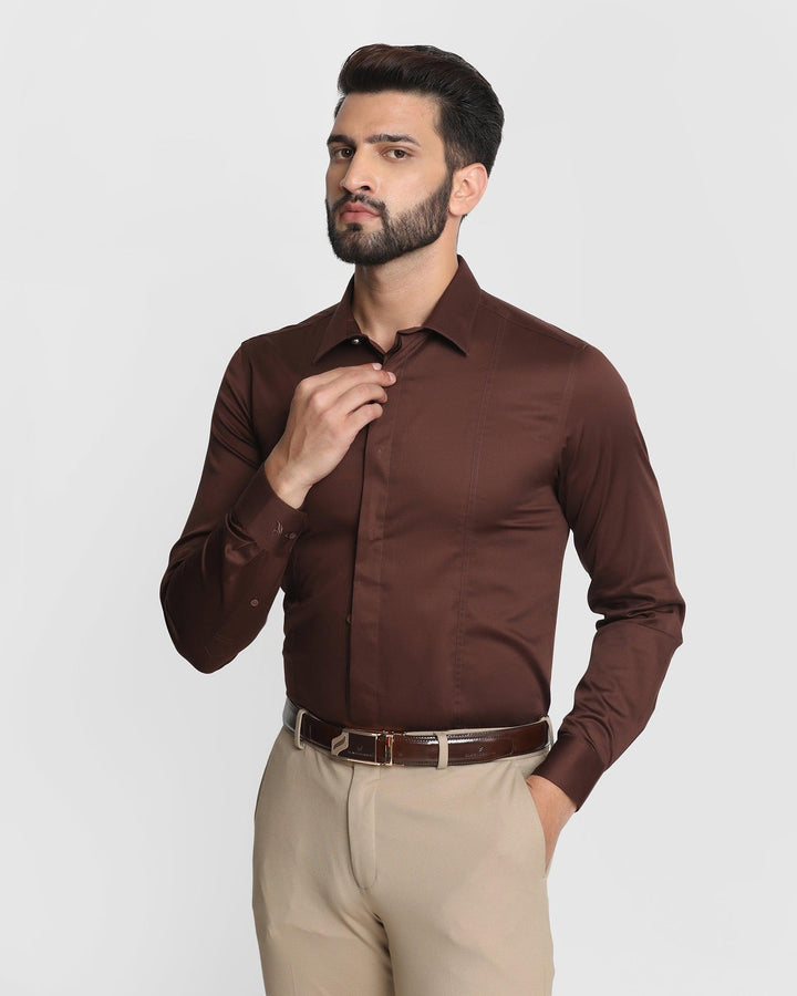 Formal Brown Solid Shirt - Kylor