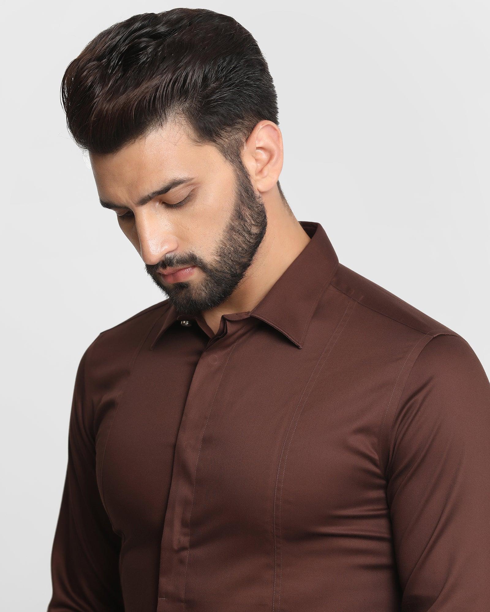 Formal Brown Solid Shirt - Kylor