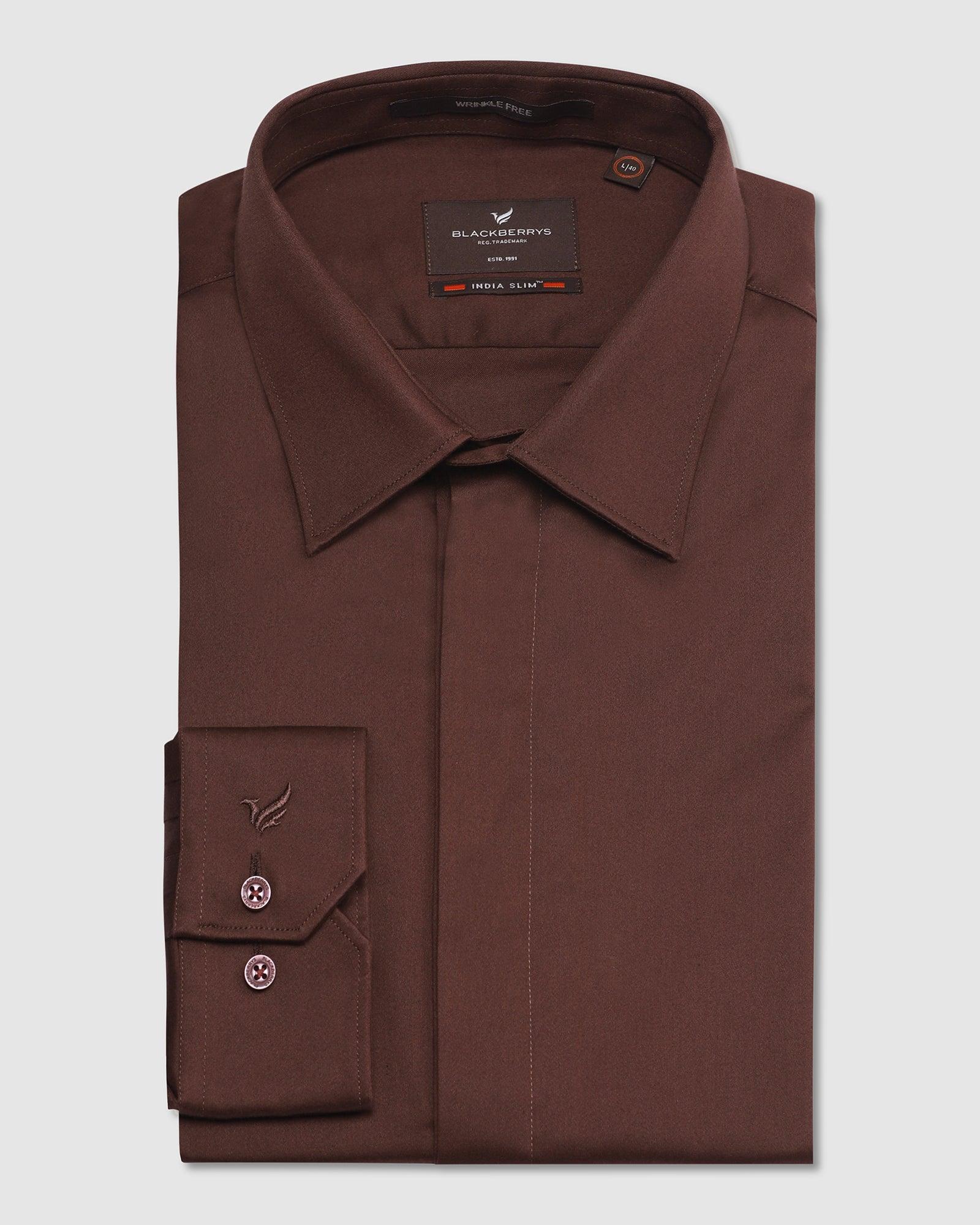 Formal Brown Solid Shirt - Kylor