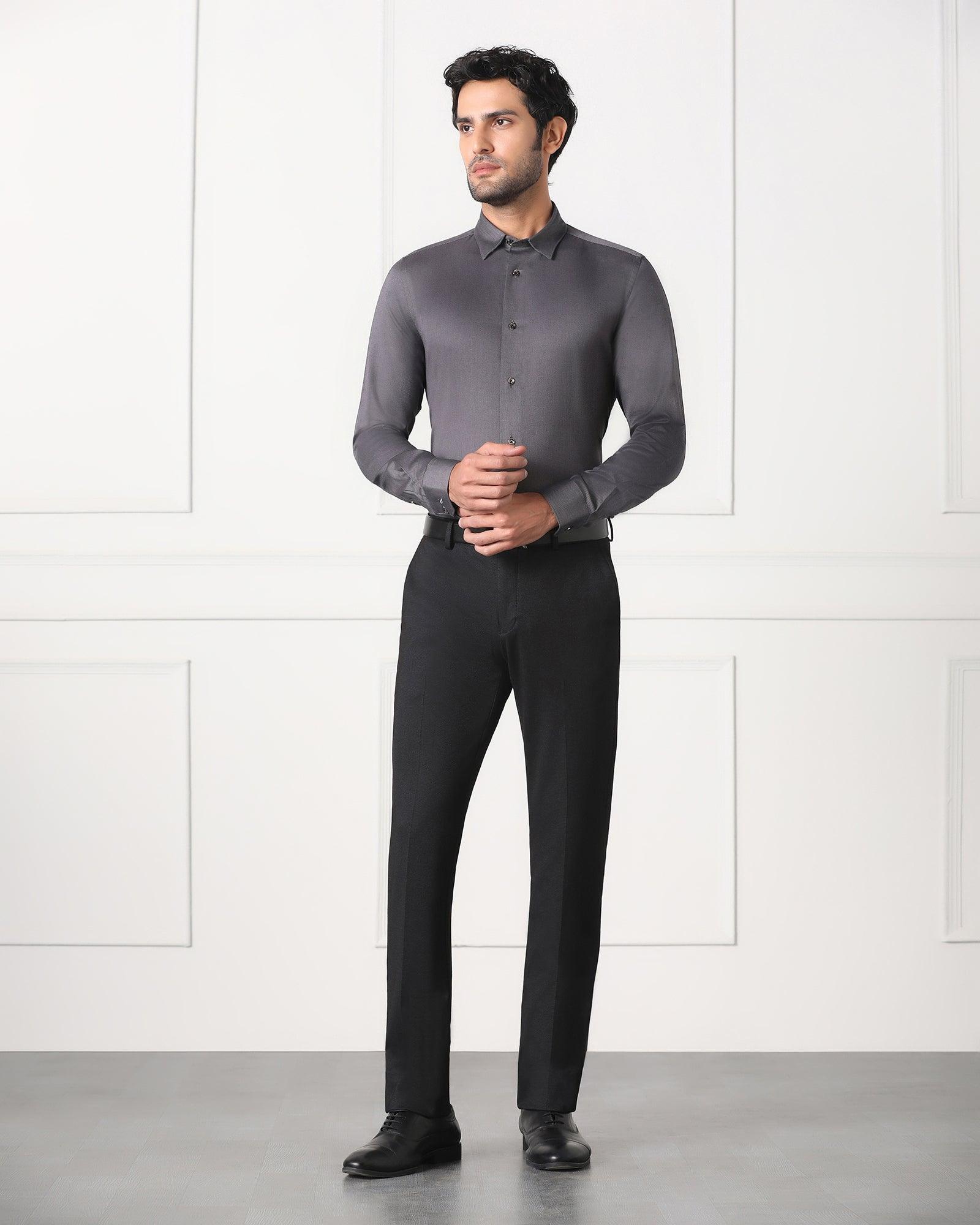grey dress shirt black pants Men's & Women's Clothing