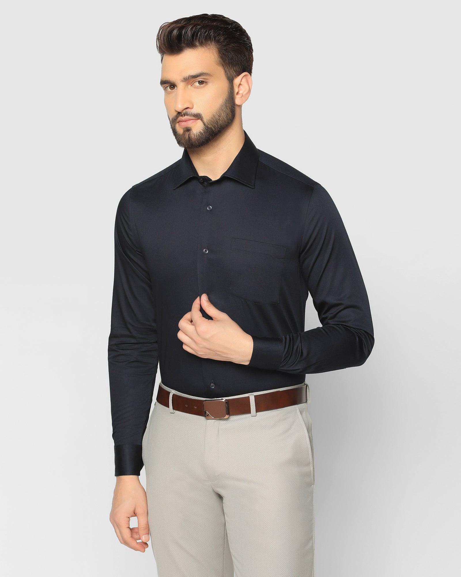 Solid Formal Shirt In Navy (Simble) - Blackberrys