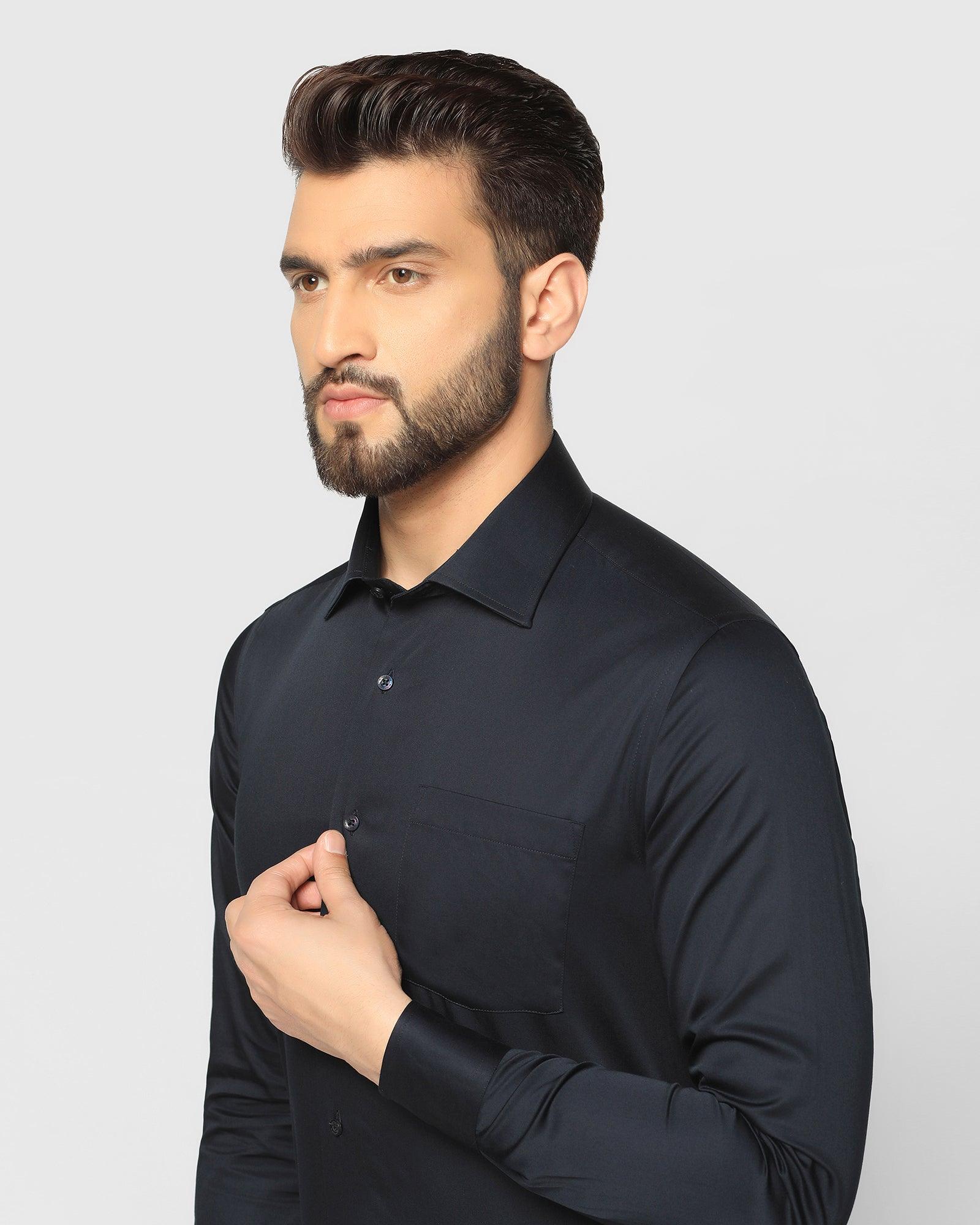Solid Formal Shirt In Navy (Simble) - Blackberrys