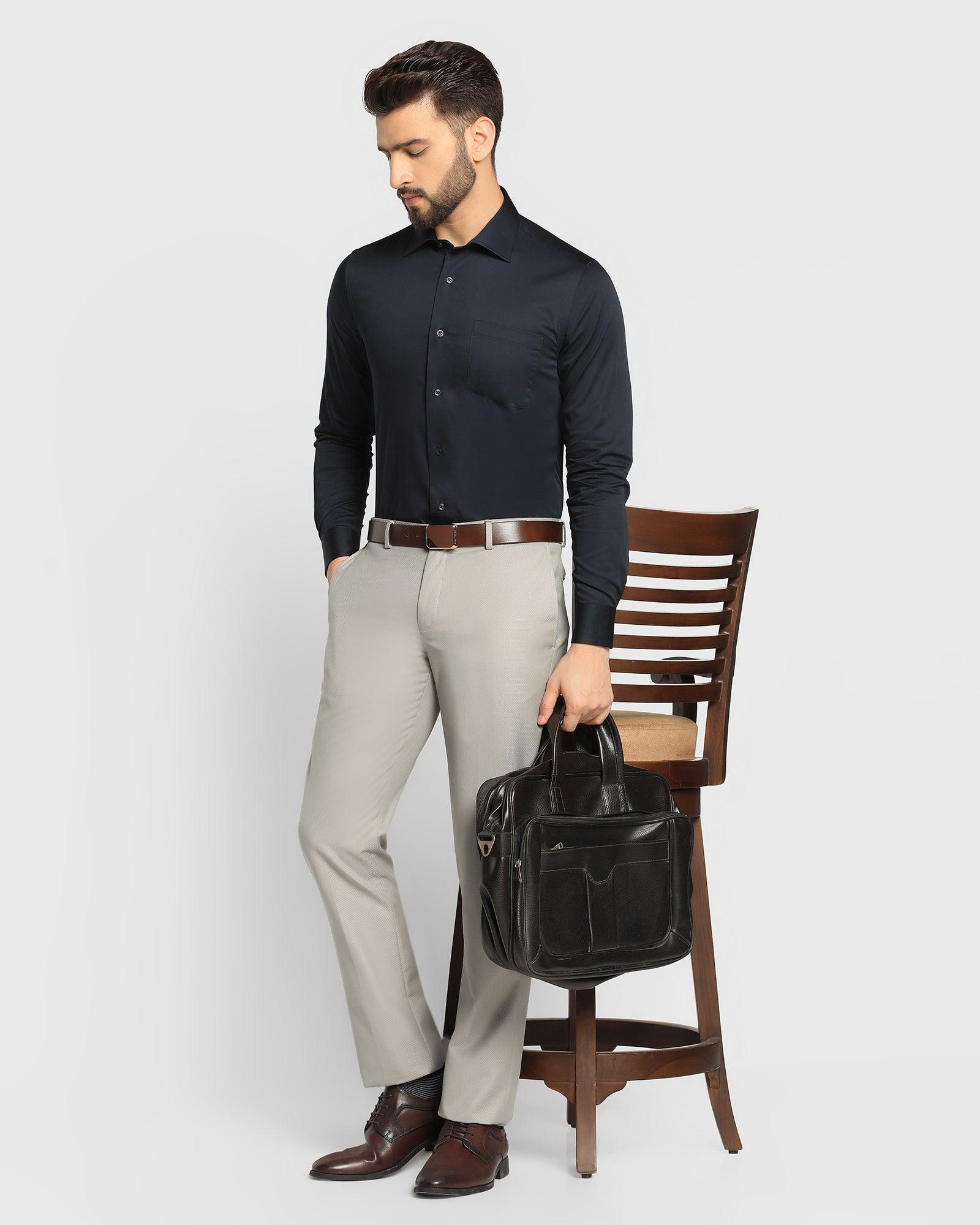 Solid Formal Shirt In Navy (Simble) - Blackberrys