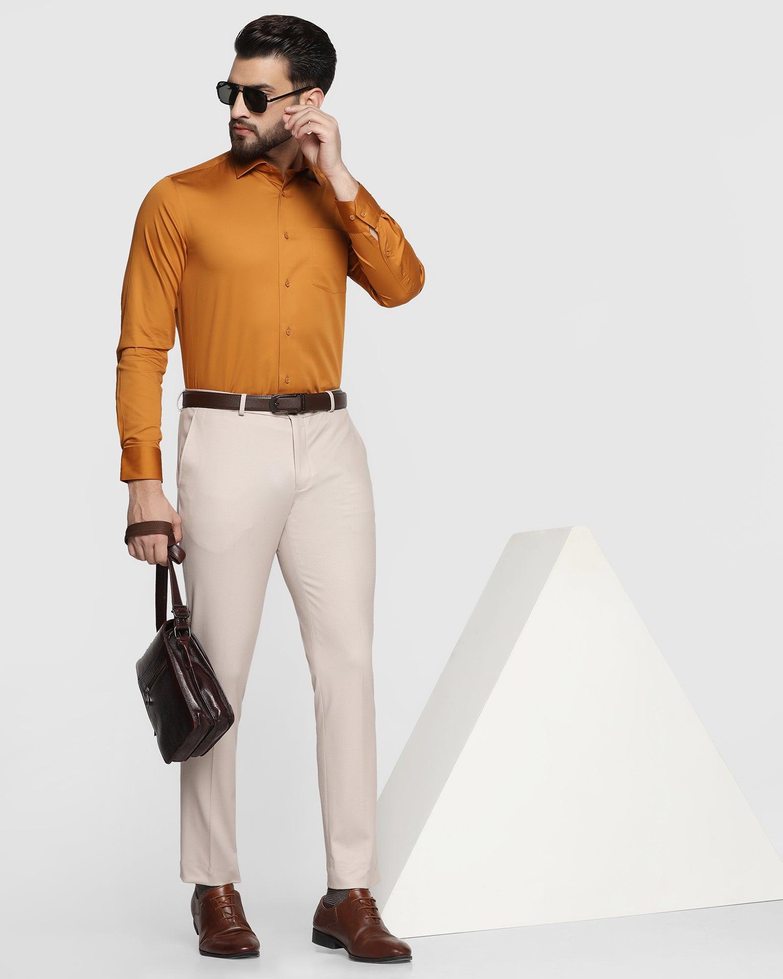 Formal Ochre Solid Shirt - Manuel