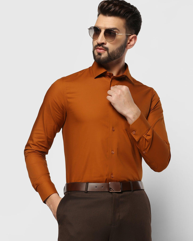 Formal Ochre Solid Shirt - Metro