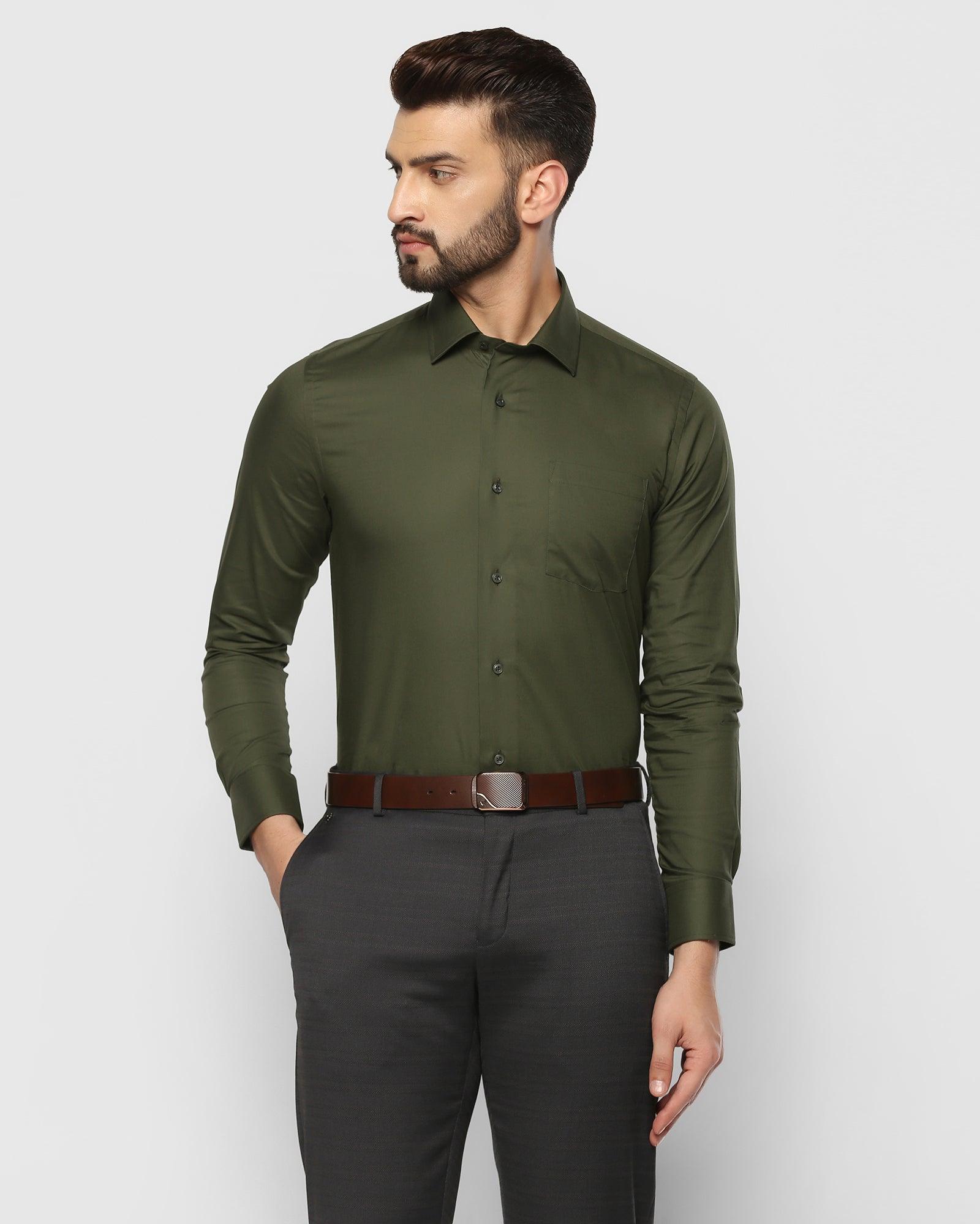 Formal Olive Solid Shirt - Metro