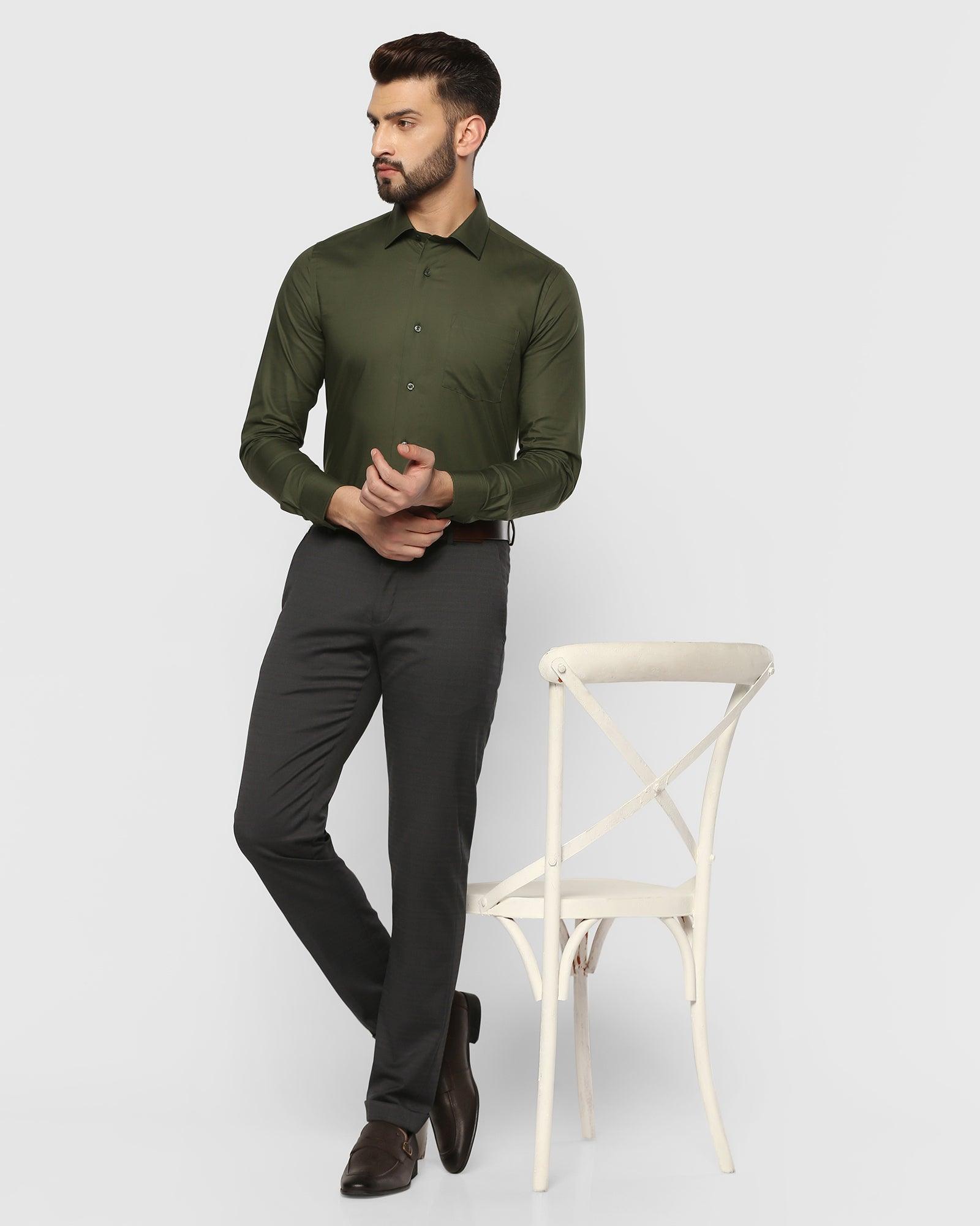 Formal Olive Solid Shirt - Metro