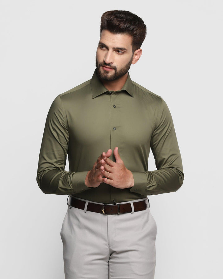 Formal Olive Solid Shirt - Tuscan