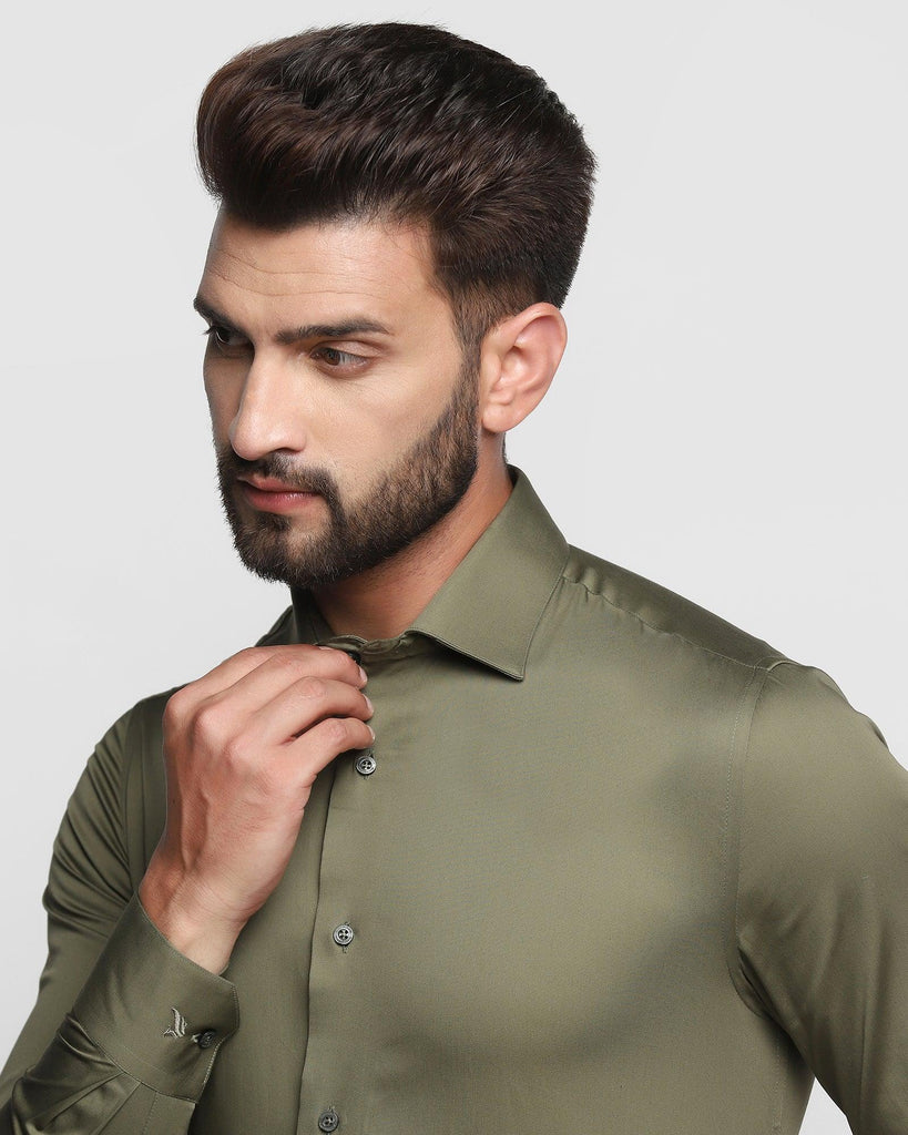 Formal Olive Solid Shirt - Tuscan