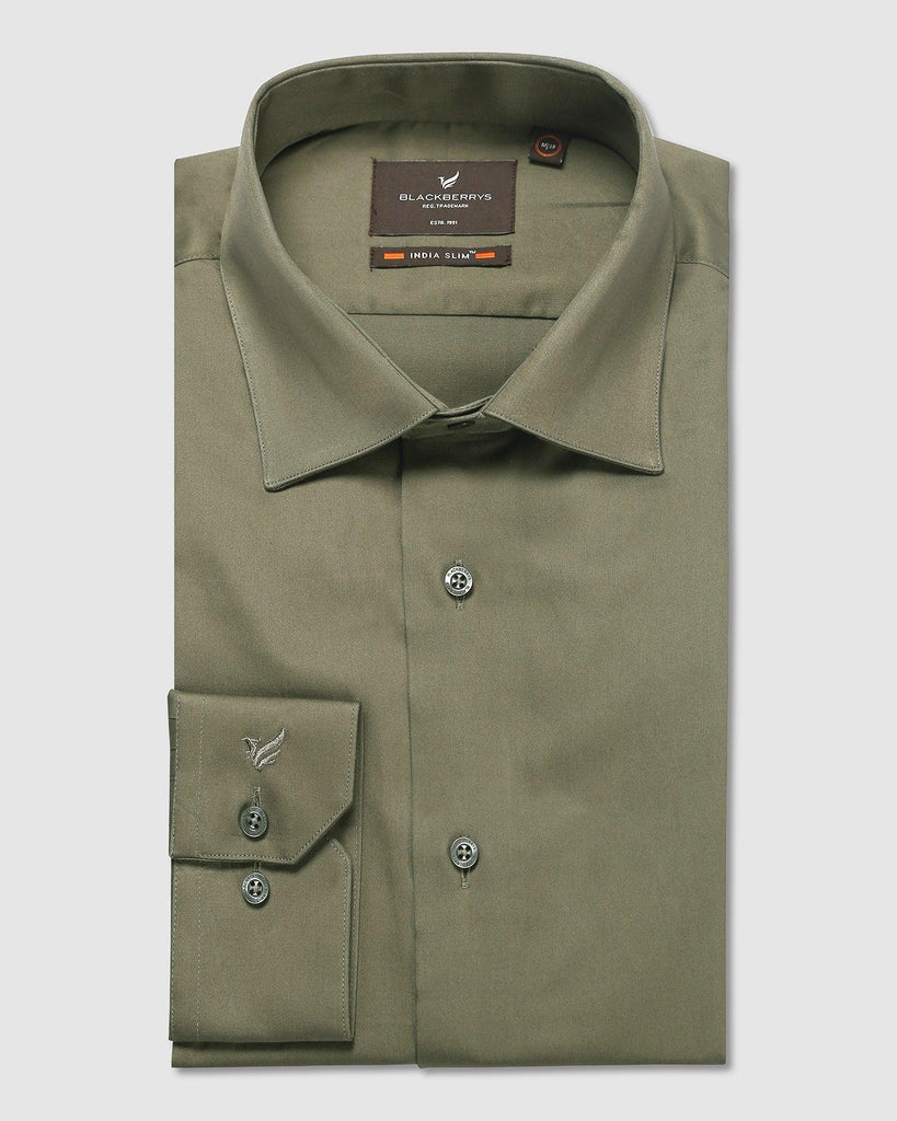 Formal Olive Solid Shirt - Tuscan