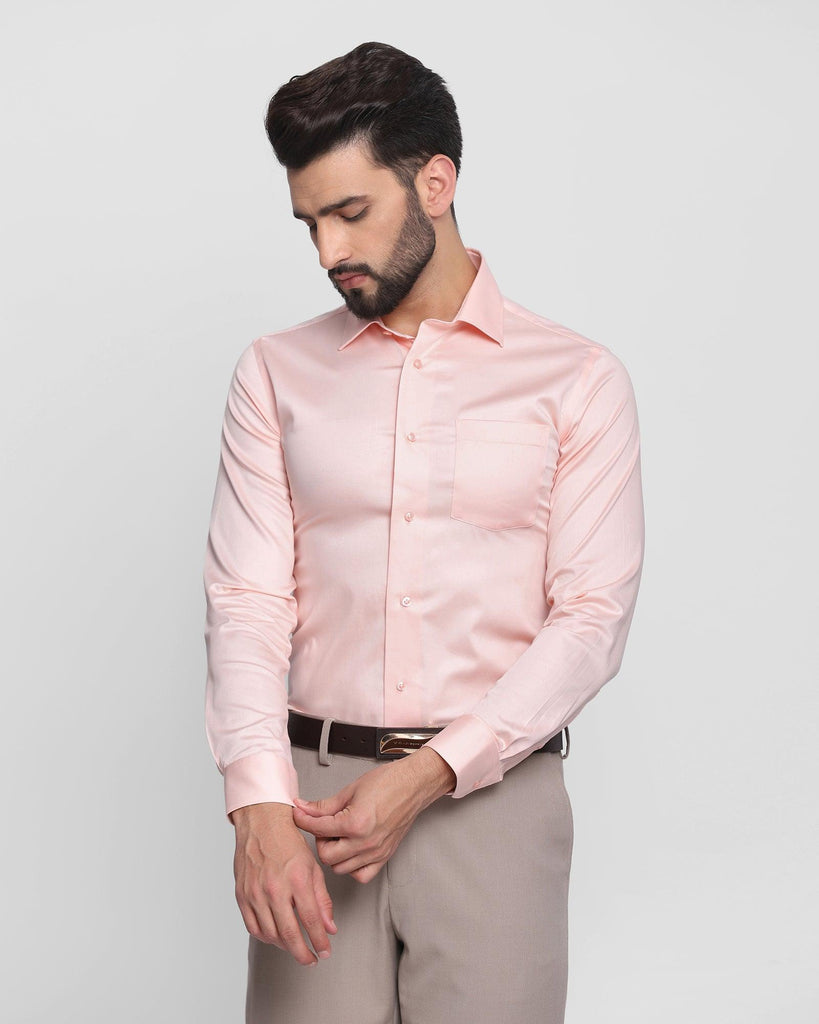 Formal Peach Solid Shirt - Hailor