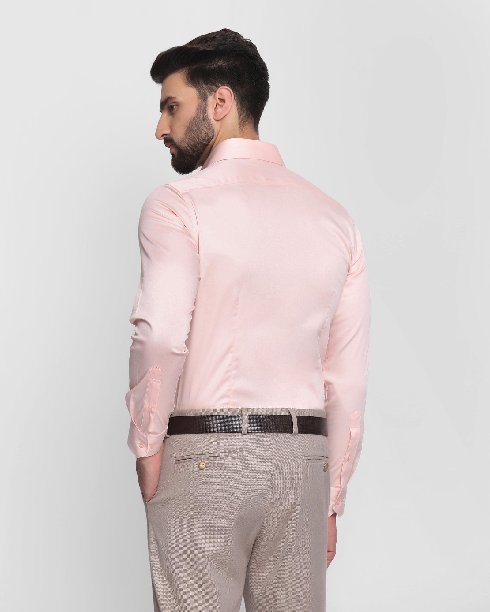 Formal Peach Solid Shirt - Hailor