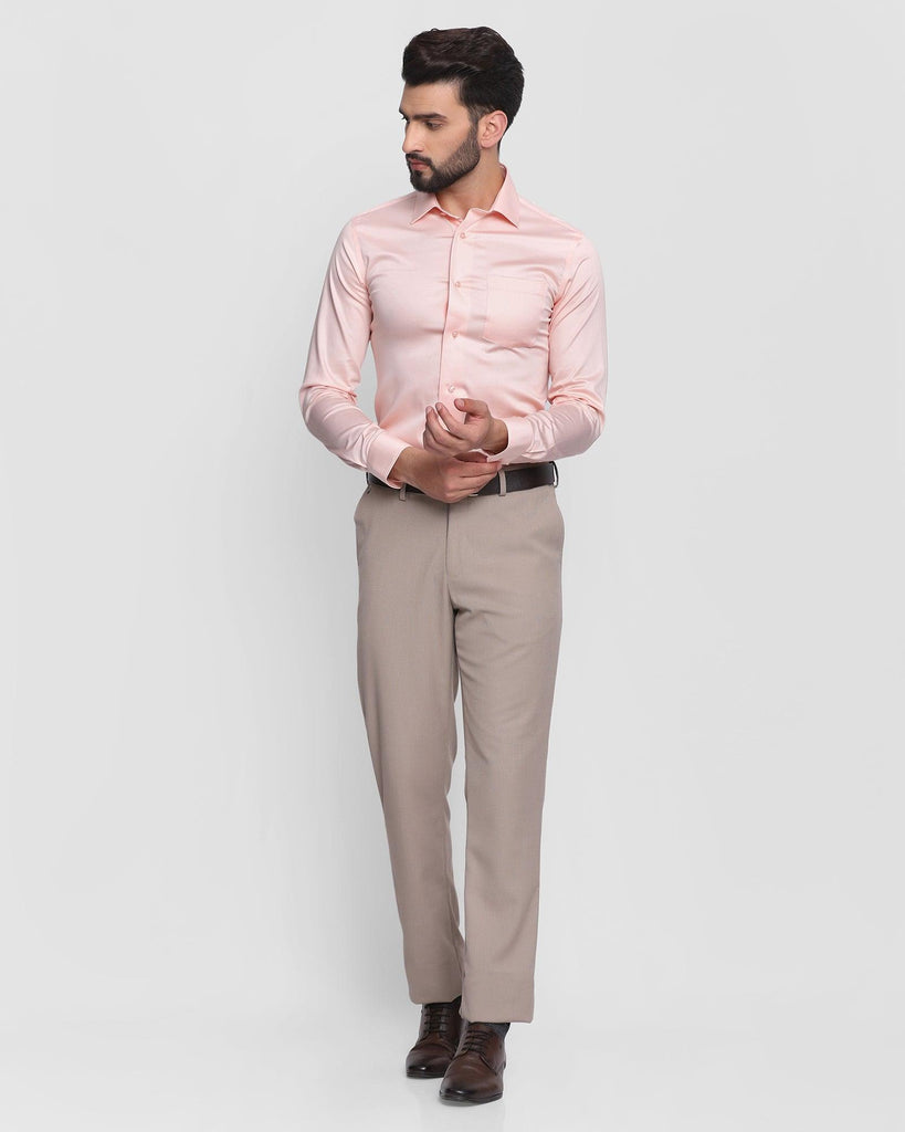 Formal Peach Solid Shirt - Hailor