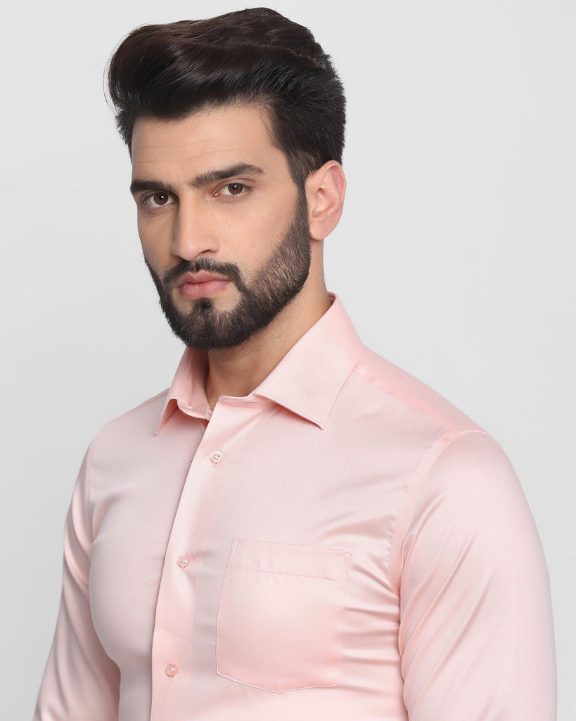 Formal Peach Solid Shirt - Hailor