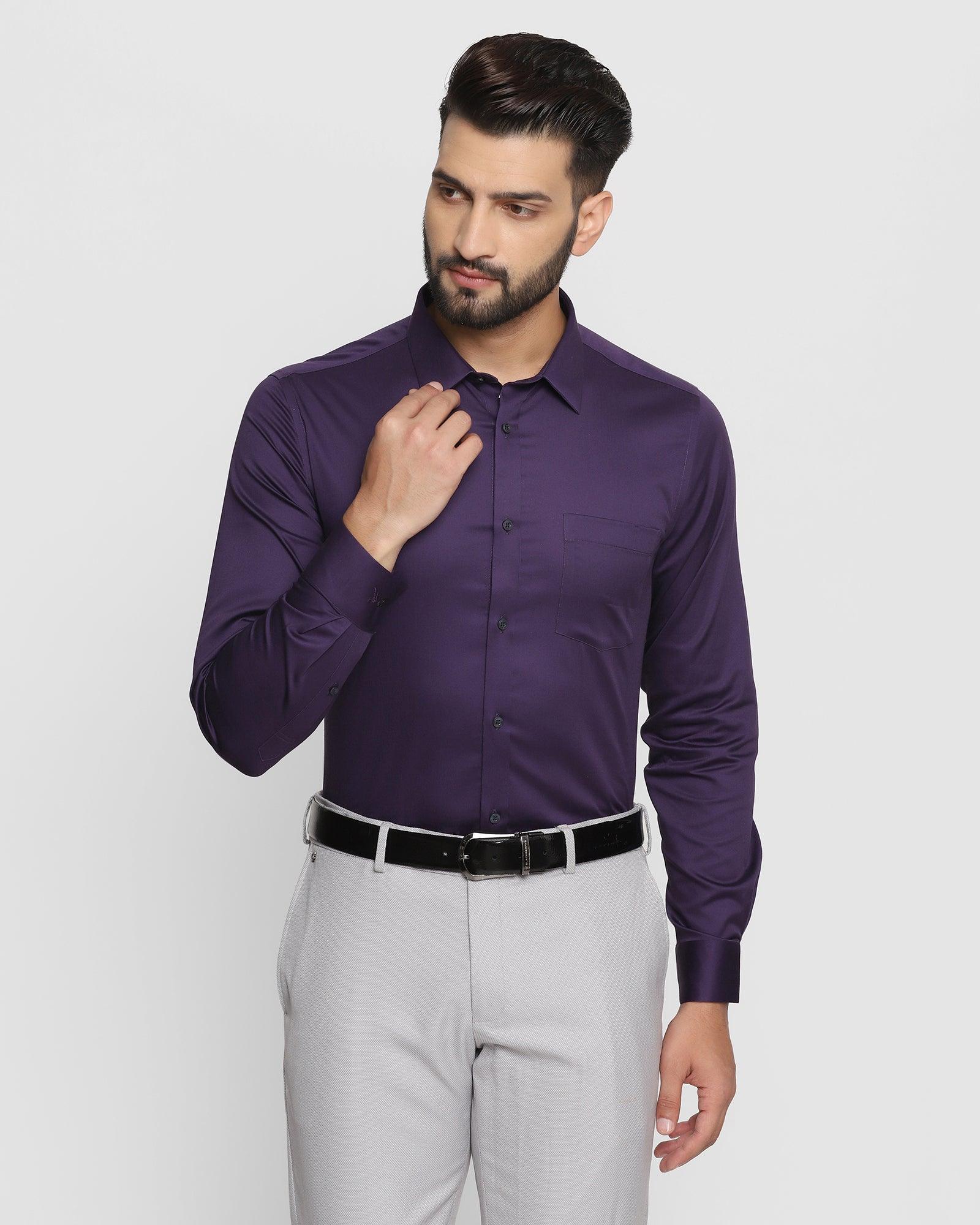 Formal Purple Solid Shirt - Zylor