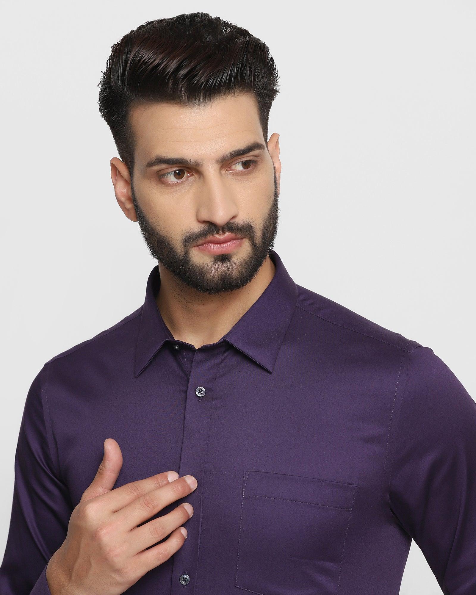Formal Purple Solid Shirt - Zylor