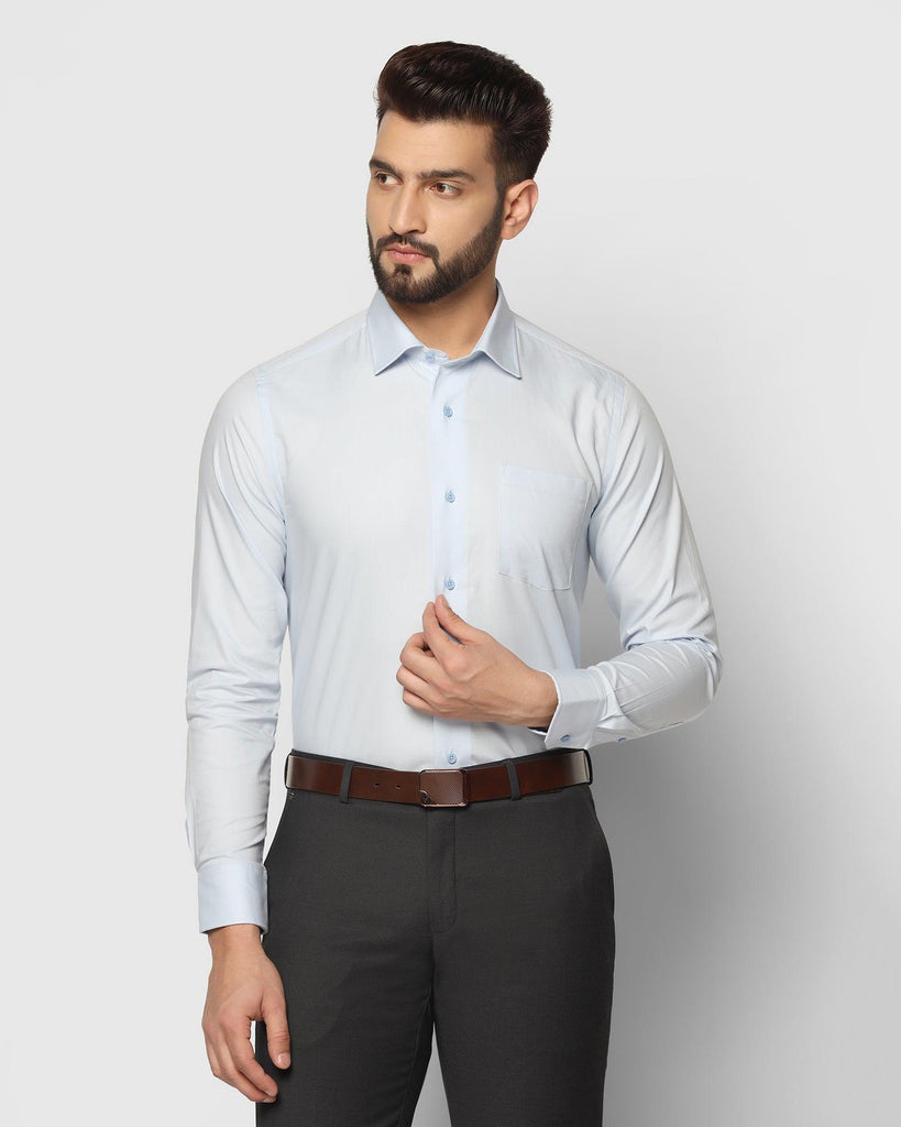 Formal Sky Blue Solid Shirt - Retro