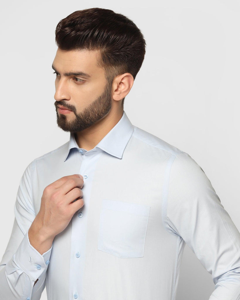 Formal Sky Blue Solid Shirt - Retro