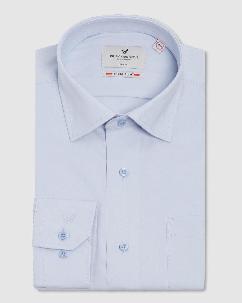 Formal Sky Blue Solid Shirt - Retro