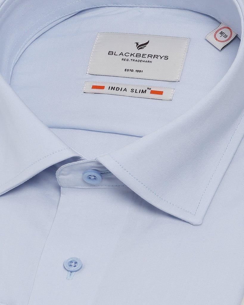 Formal Sky Blue Solid Shirt - Retro