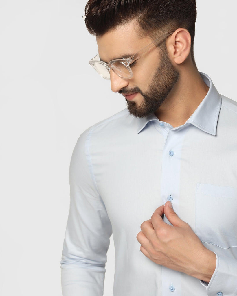 Formal Sky Blue Solid Shirt - Retro