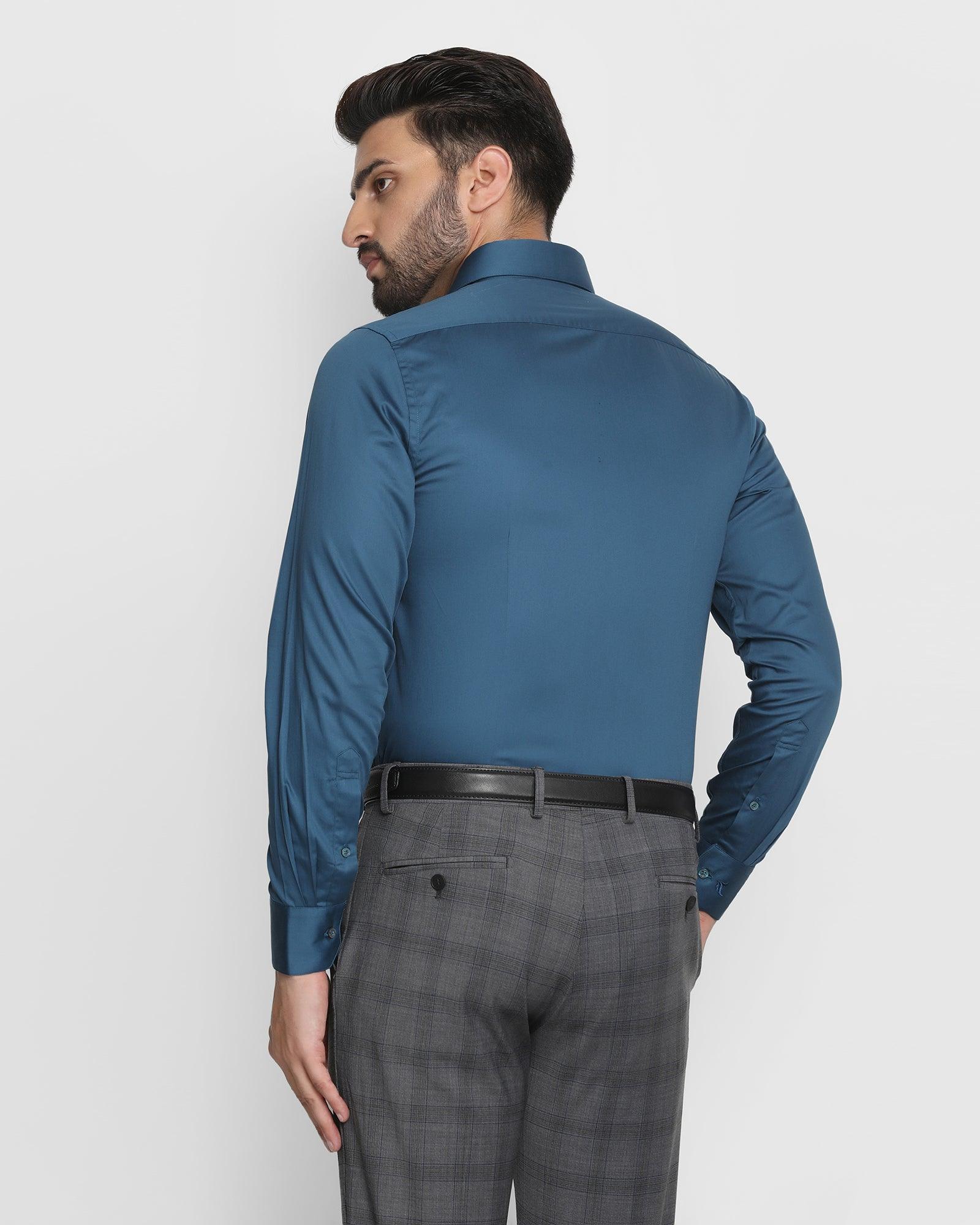 Formal Teal Solid Shirt - Tuscan