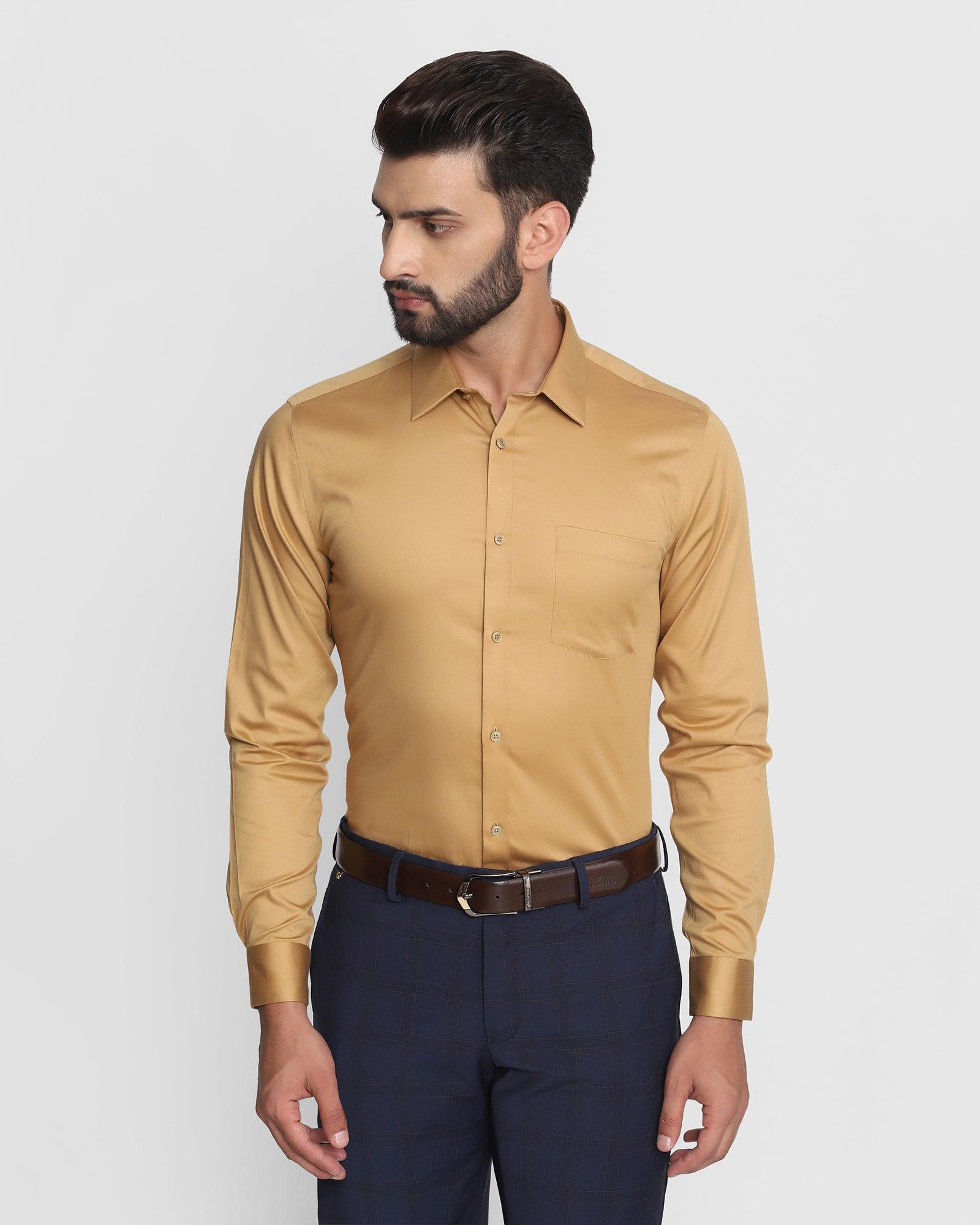Formal Tobacco Brown Solid Shirt - Zylor