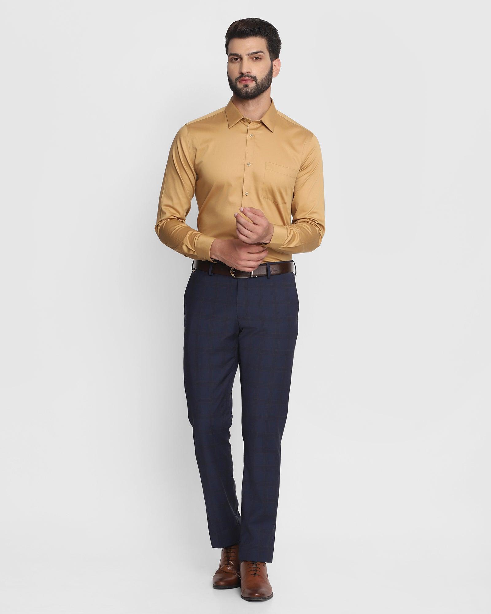 Formal Tobacco Brown Solid Shirt - Zylor