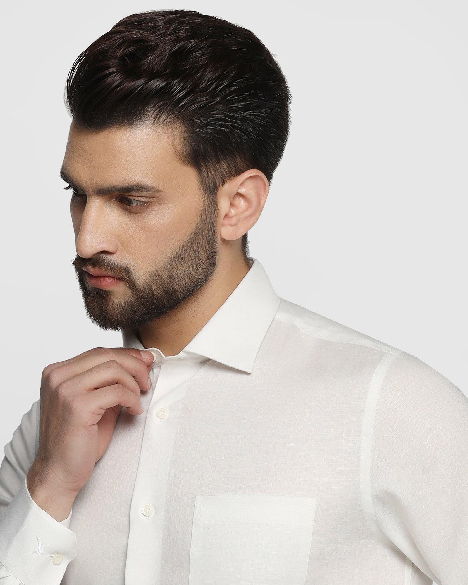 Linen Formal White Solid Shirt - Rado