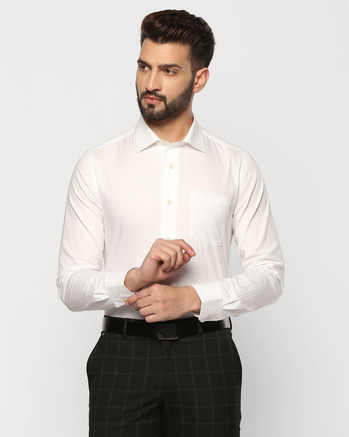 Formal White Solid Shirt - Retro