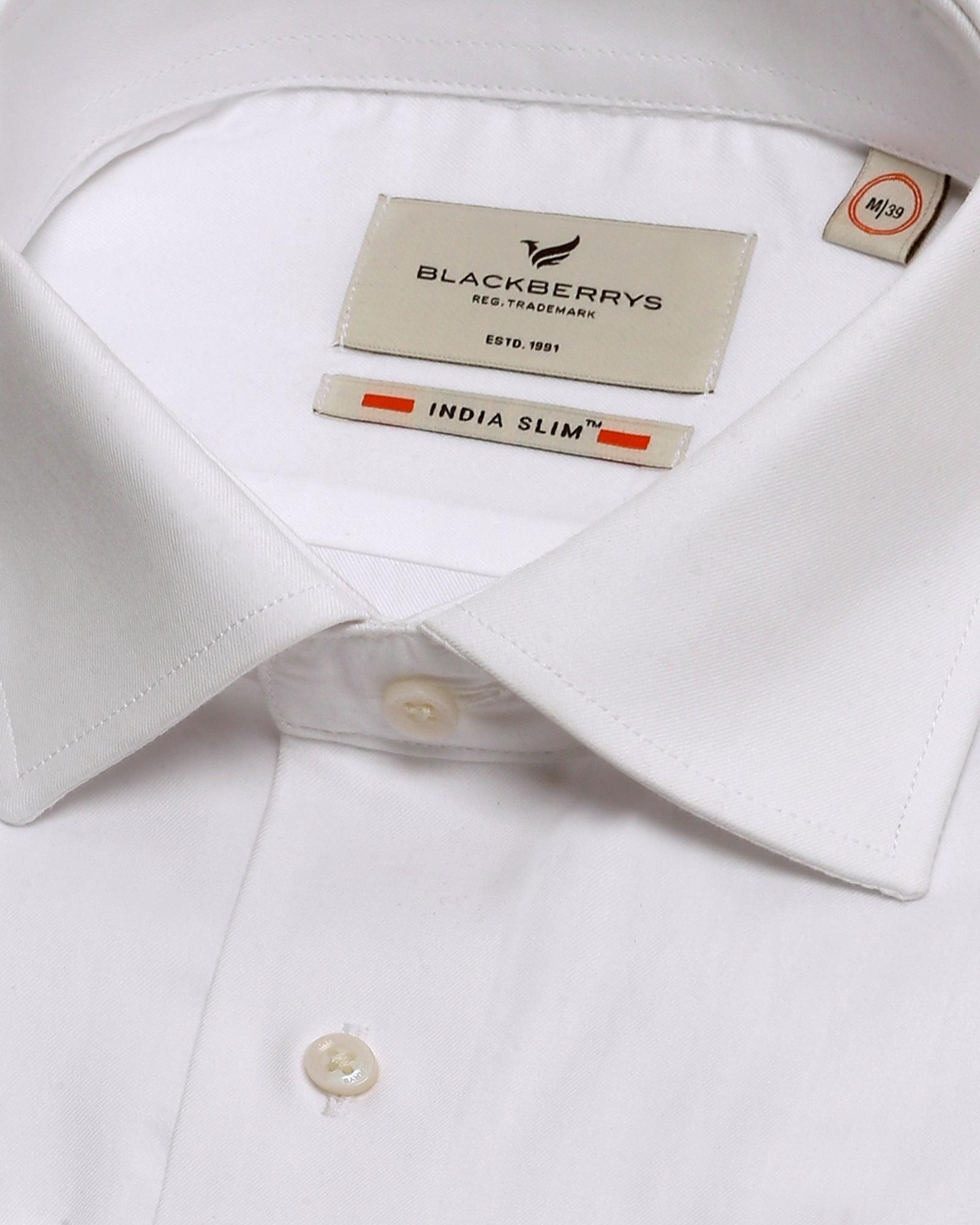 Formal White Solid Shirt - Retro