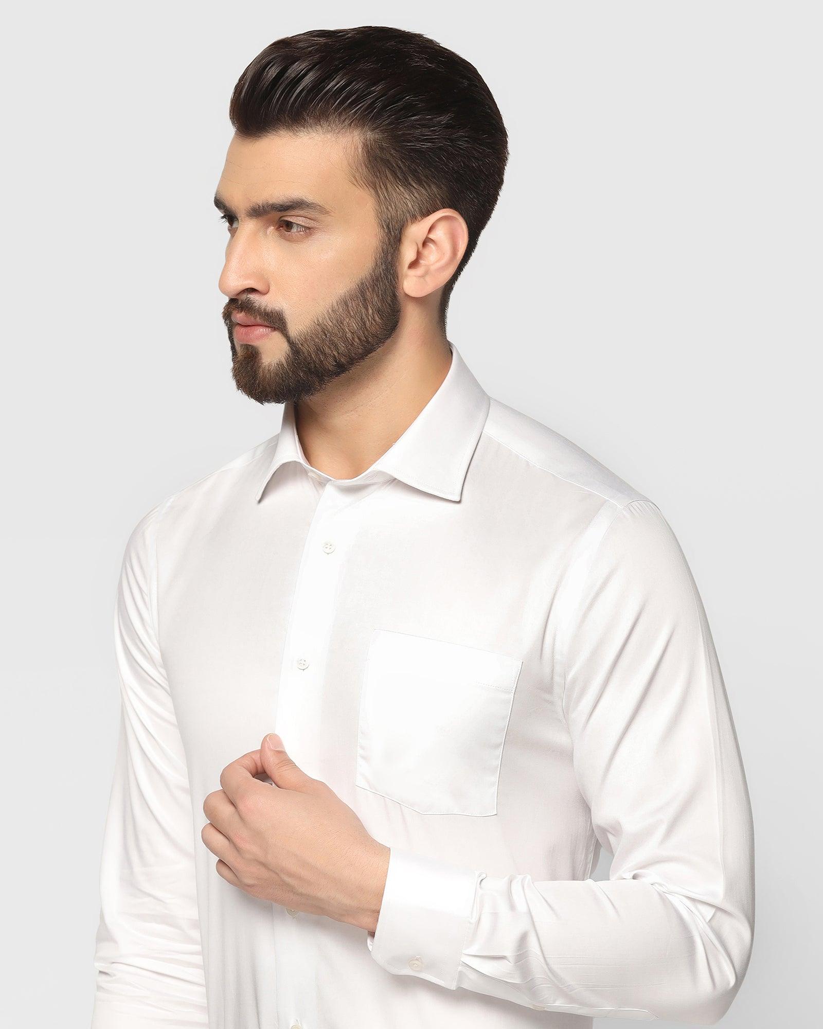 Solid Formal Shirt In White (Simble) - Blackberrys