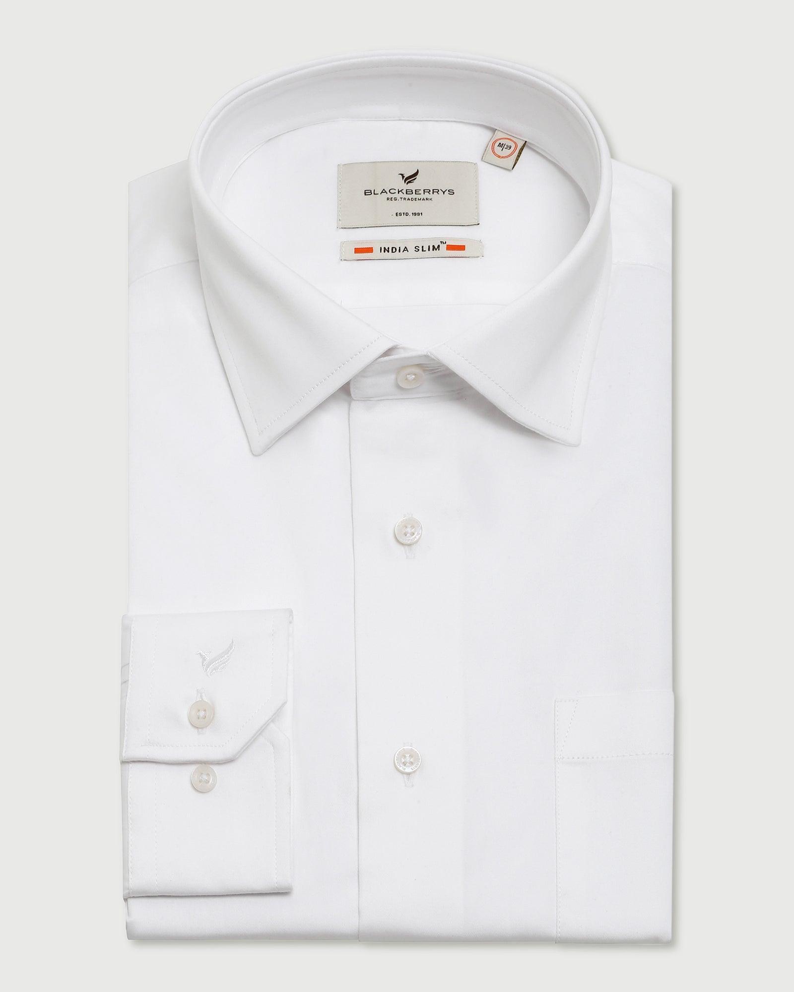 Solid Formal Shirt In White (Simble) - Blackberrys