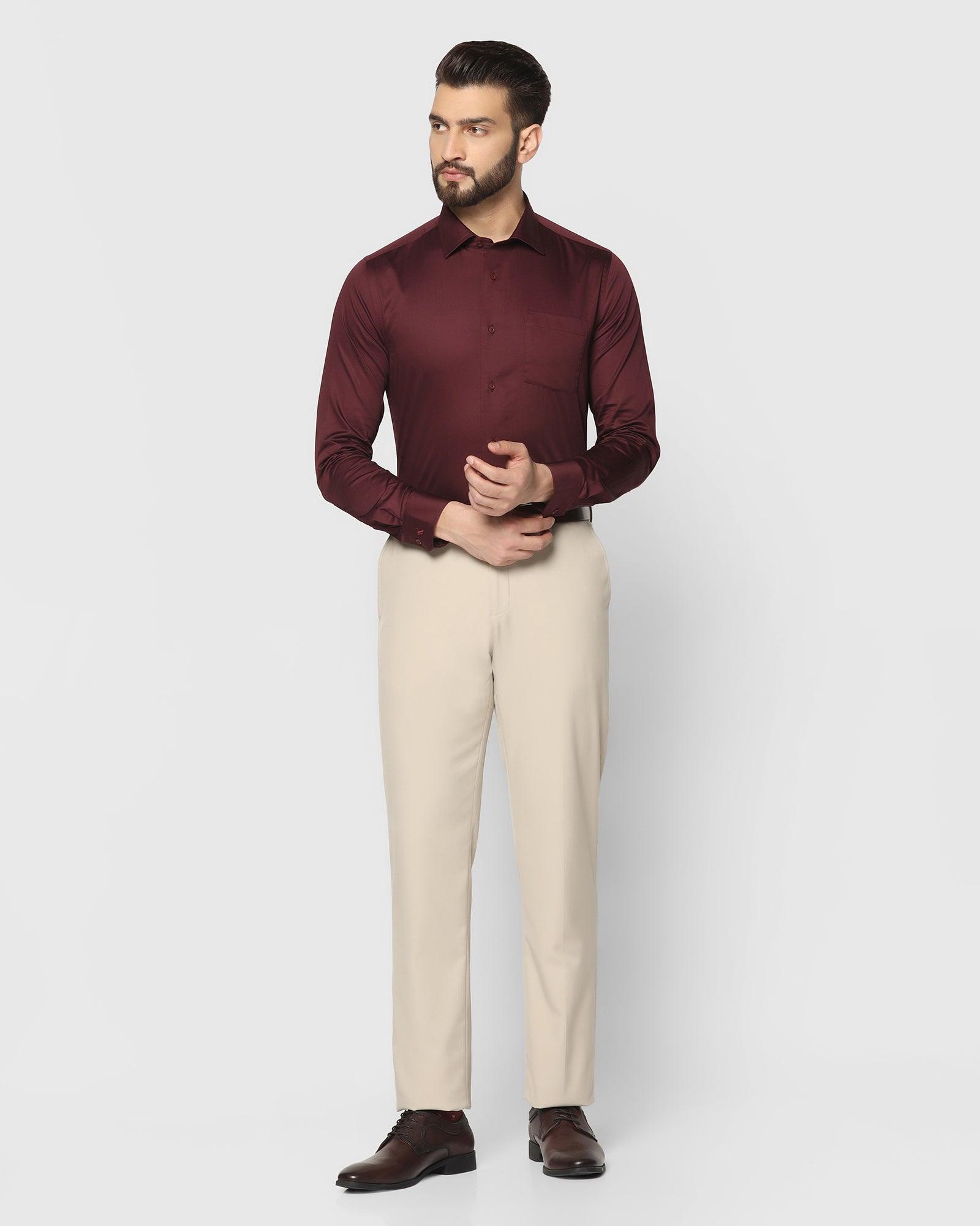 Solid Formal Shirt In Wine (Simble) - Blackberrys