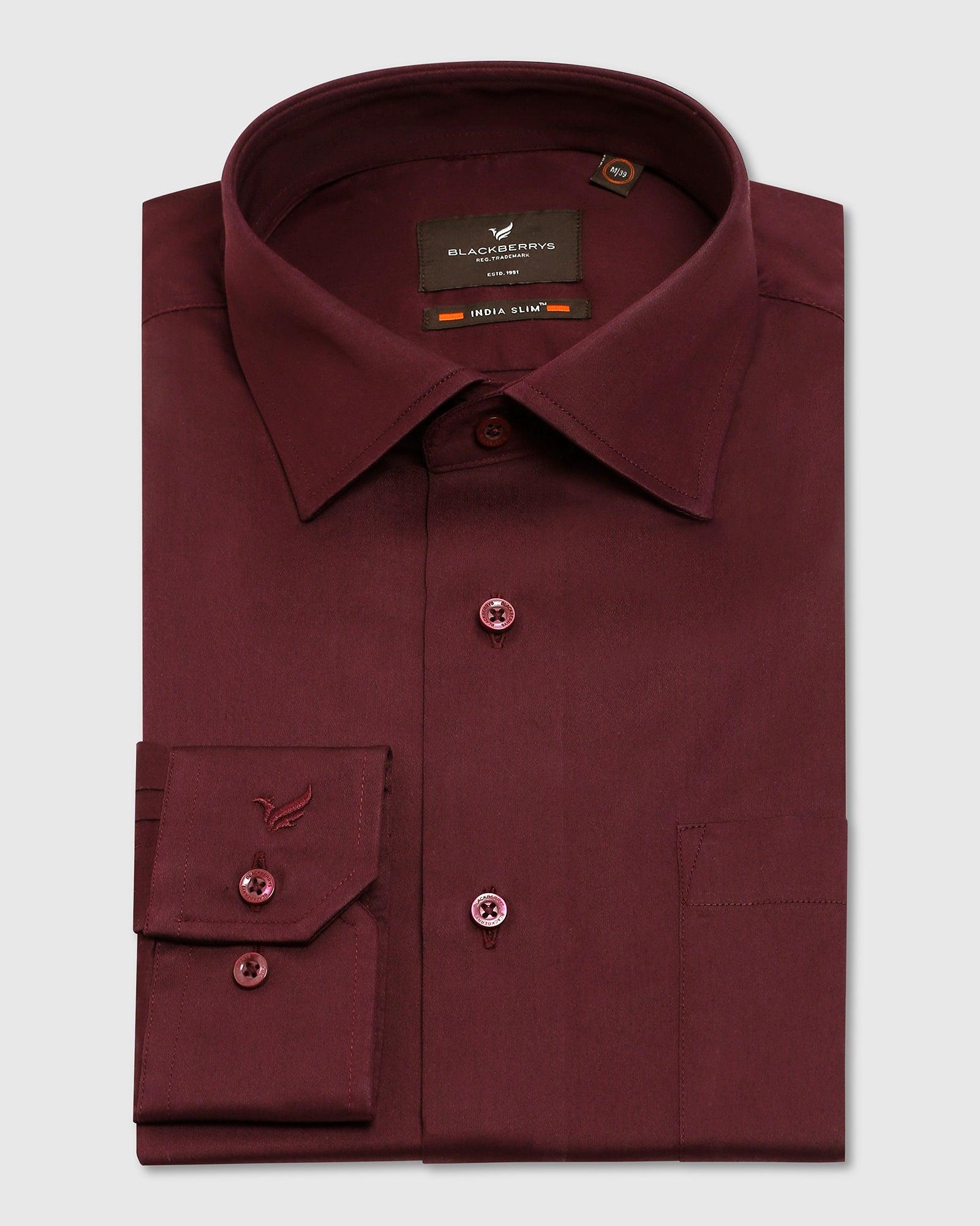 Solid Formal Shirt In Wine (Simble) - Blackberrys
