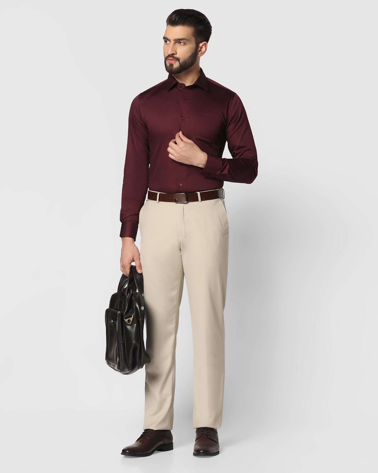 Solid Formal Shirt In Wine (Simble) - Blackberrys