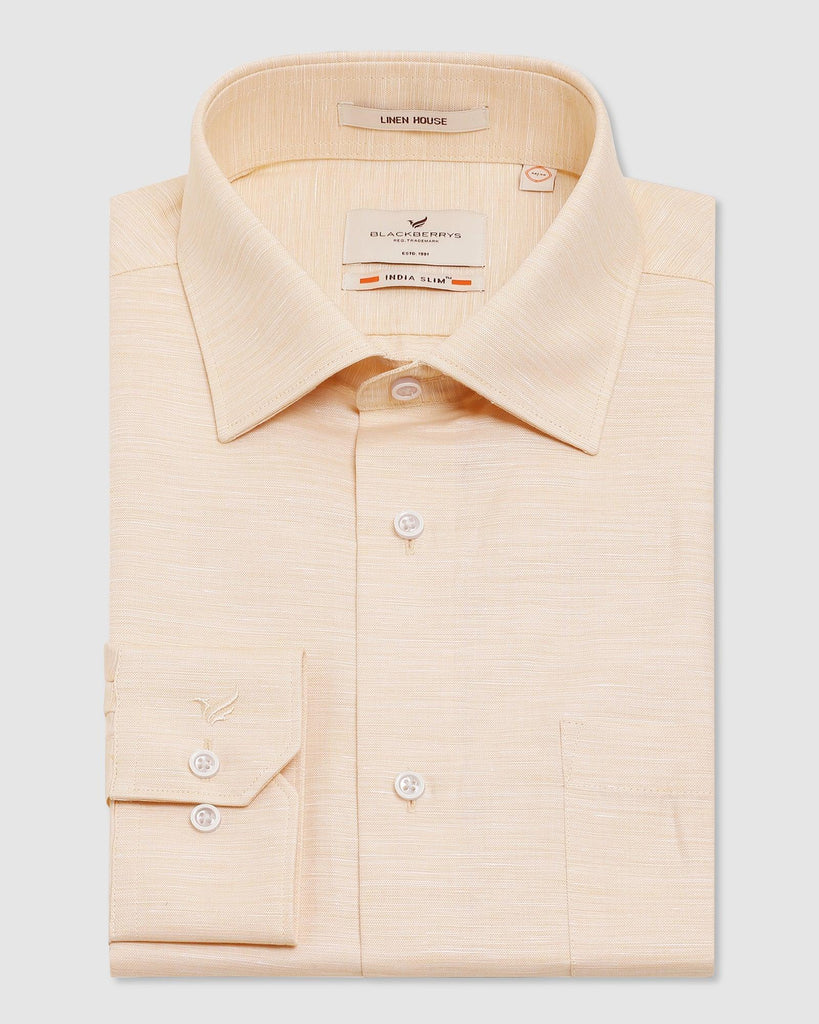 Linen Formal Yellow Solid Shirt - Parson