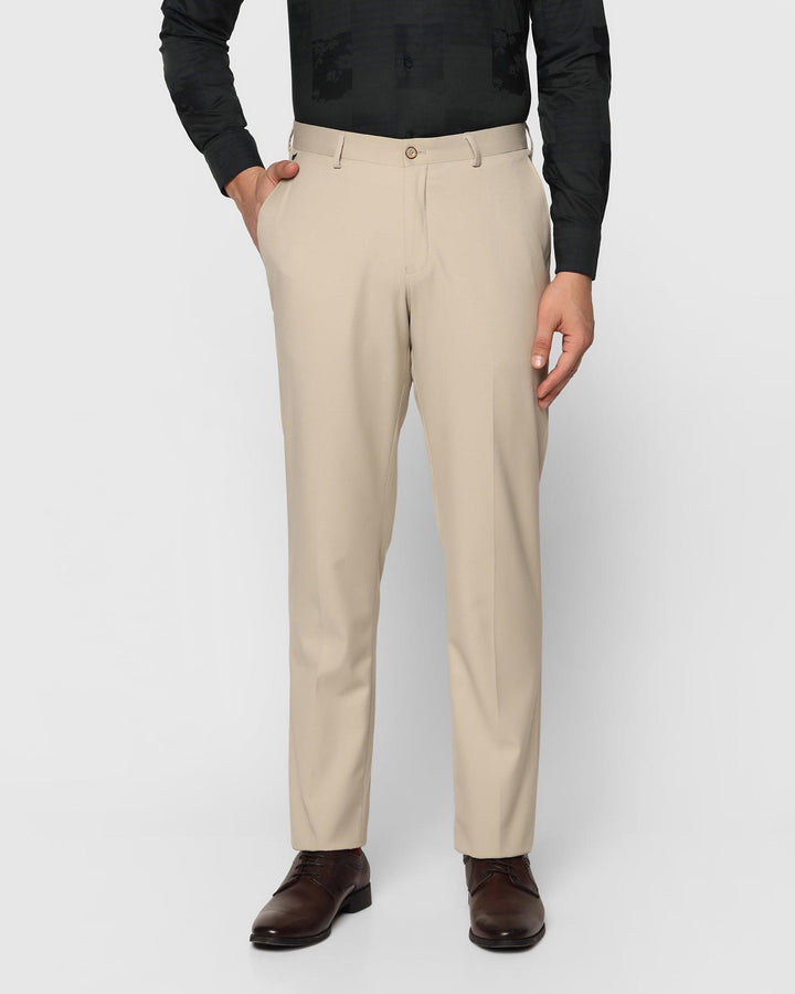 Straight B-90 Formal Beige Solid Trouser - Bedward