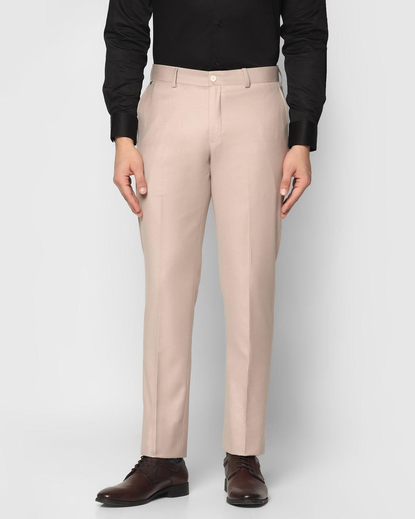 Slim Comfort B-95 Formal Beige Solid Trouser - Seam