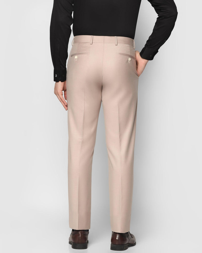 Slim Comfort B-95 Formal Beige Solid Trouser - Seam