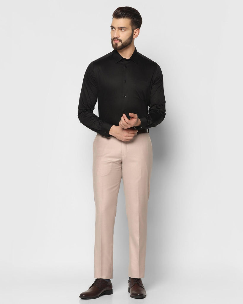 Slim Comfort B-95 Formal Beige Solid Trouser - Seam