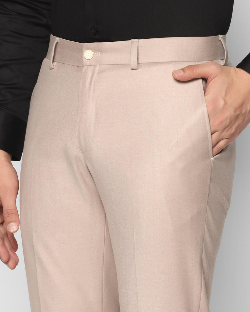 Slim Comfort B-95 Formal Beige Solid Trouser - Seam