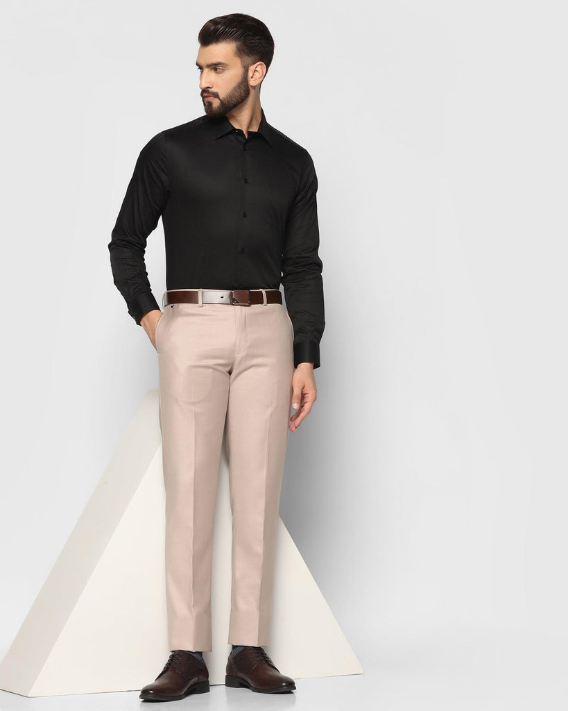 Slim Comfort B-95 Formal Beige Solid Trouser - Seam